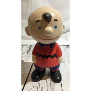 CHARLIE BROWN CERAMIC FIGURINE VINTAGE PEANUTS COMIC HAND PAINTED 9" TALL